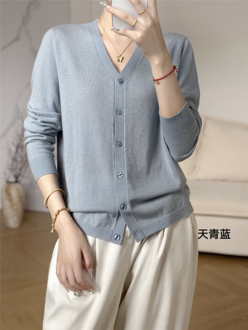 秋冬季羊毛休闲简约时尚百搭V领复古开衫,女装羊毛衫,纳驰羊绒