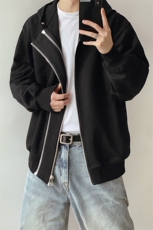 B221美式ins高街双拉链宽松开衫卫衣连帽外套SY2319-P95控128，男装卫衣，电商B221
