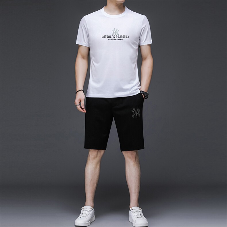 2023年夏款潮流休闲时尚男士运动短袖短裤套装P130,男装休闲套装,电商D223-1