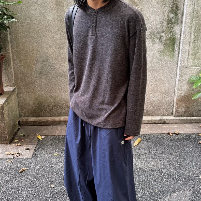 长袖休闲打底衫情侣亨利领打底衫D328-CX6603-P38,男装T恤,电商D328