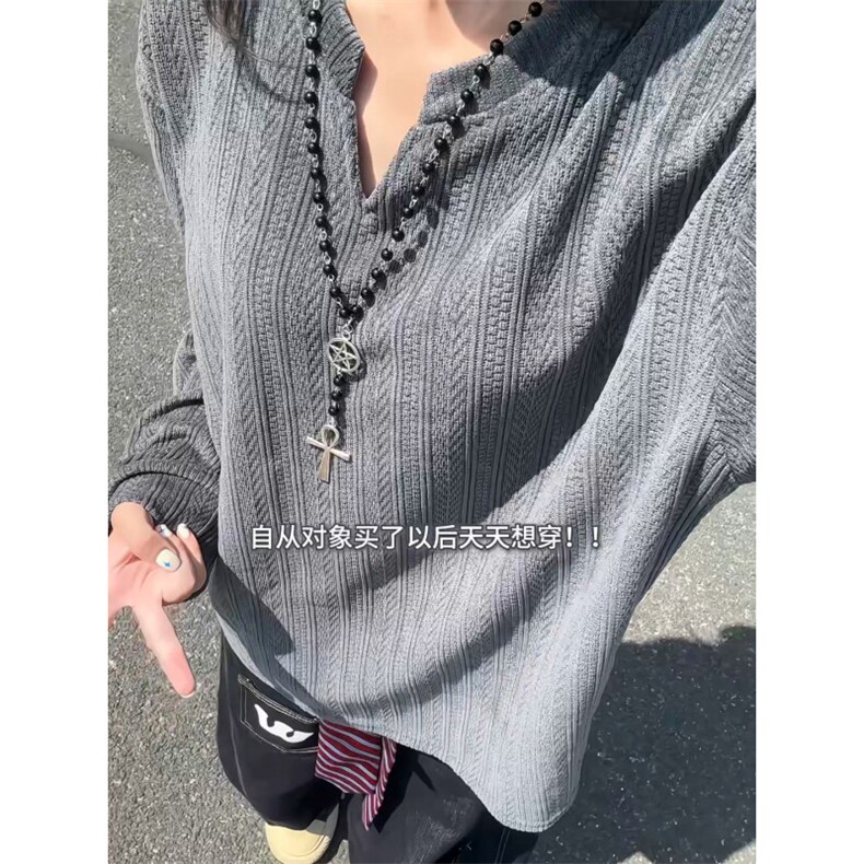 XZ809A/SYR32/特P25/控49麦穗纹V领长袖长袖T恤卫衣,男装T恤,星座809A(原222-1)