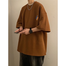 华夫格夏季新款短袖纯色字母印花T恤落肩JK23226-p28-控39，男装T恤，星座605(原A050)