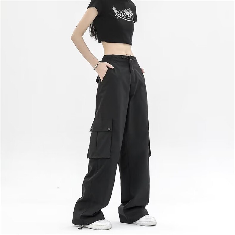 美式复古工装裤女高腰新款ins潮运动裤子直筒阔腿休闲裤TK274-P45图片