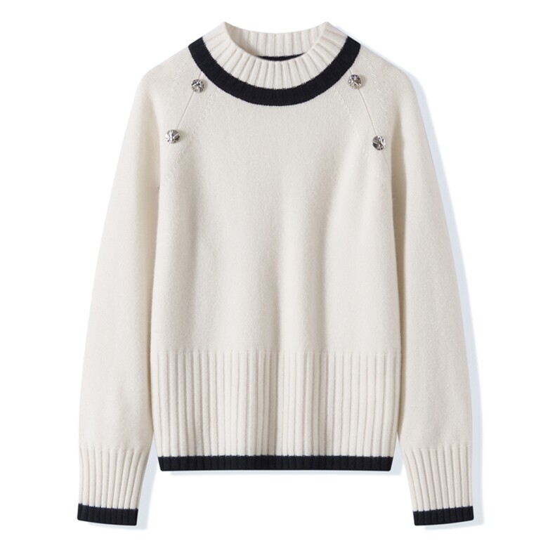 2025秋冬百搭时尚简约插肩半高领可拆卸围巾，女装羊绒衫，昭美纯山羊绒