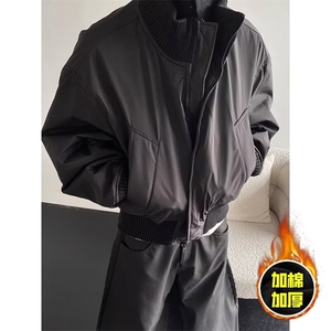 美式复古卡其色立领工装夹克男女cleanfit高级感短宽巴恩风外套潮图片