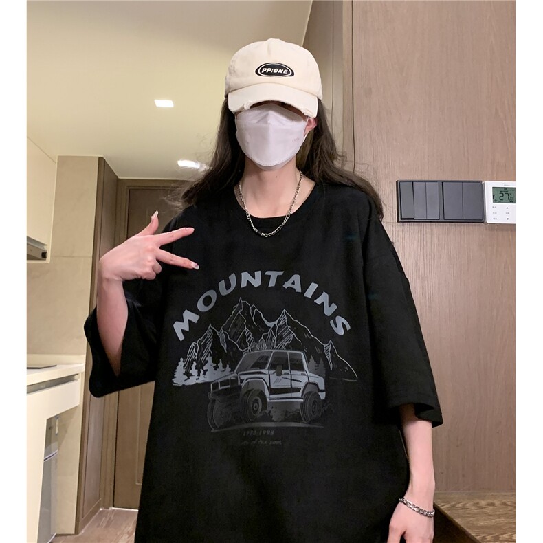 中性夏季新款麂皮绒高街印花圆领宽松短袖T恤男女半袖D288P33,男装T恤,电商A335-1（原A458）