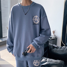 1秋季港风大码M-5XL宽松流行情侣青春套头卫衣套装7266P70控98，男装卫衣，星座226-2