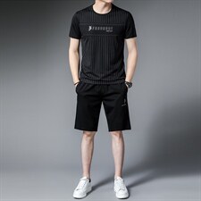 2023夏季新款polo男士冰丝休闲套装宽松百搭中年短袖短裤两件套，男装休闲套装，电商B212（原钱塘6029）