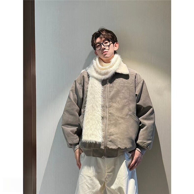 网图现货冬季美拉德雾面皮衣棉服兔毛加绒加厚保暖棉衣MY258/P85,男装皮衣,电商B318