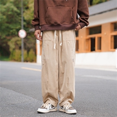 日系大口袋工装裤秋冬季潮牌ins灯芯绒百搭宽松阔腿裤K5164-P40，男装休闲裤，星座512-2
