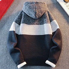加厚秋冬季男士拼色开衫外套毛衣连帽拉链针织韩版毛衫8807-P36，男装针织衫/毛衣，星座1706