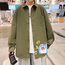 春季长袖衬衫男宽松港风衬衣男外套男CSCS274-P35，男装衬衫，电商B371