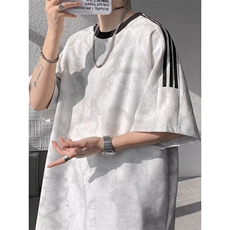 M568-P35短袖t恤男潮牌夏季宽松五分袖红潮流ins简约上衣，男装T恤，星座617A-1（原B318A）