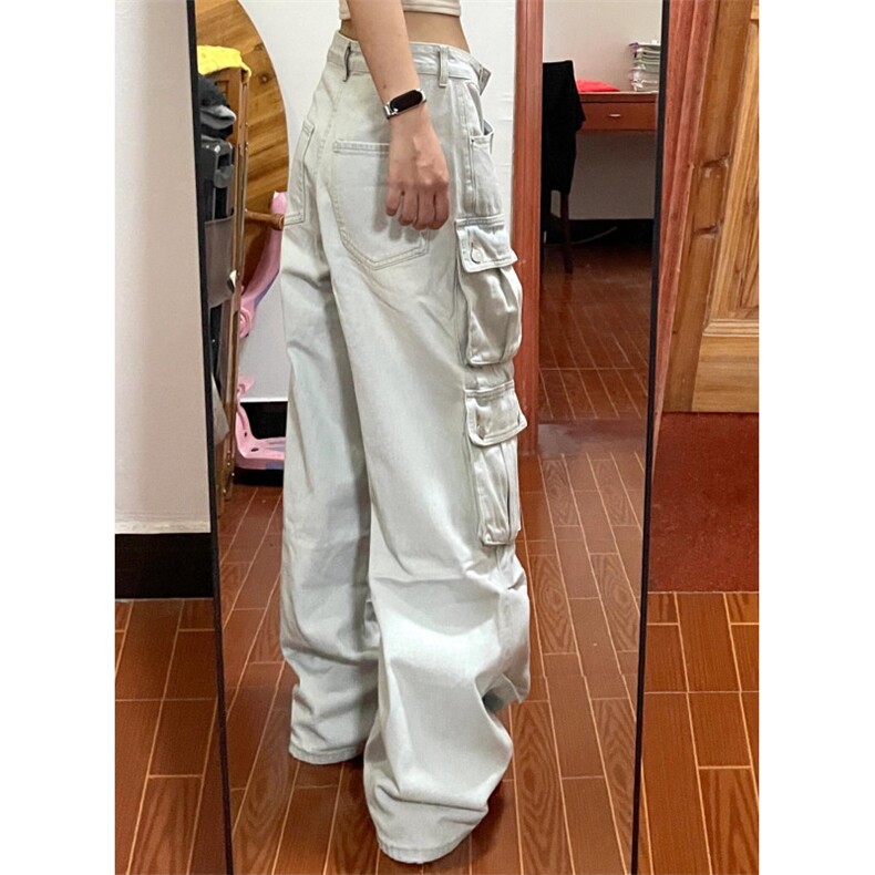 【有货】浅蓝色多口袋工装牛仔裤男款宽松美式裤子K8034LL-特P56,男装牛仔裤,星座1007（原301D）