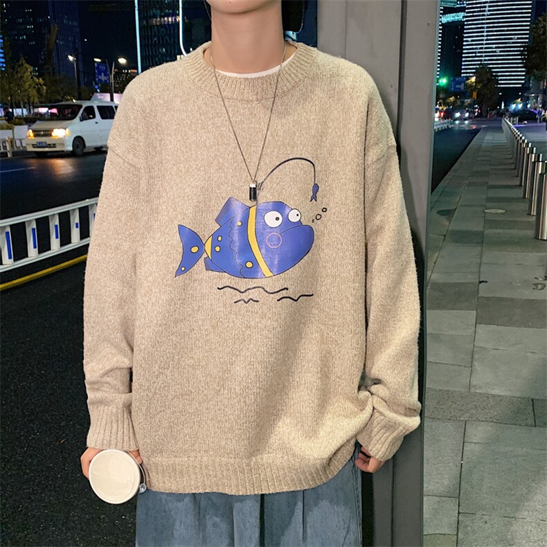 ！2023秋冬男士圆领毛衣加厚百搭印花针织衫毛线M205P45,男装针织衫/毛衣,电商B220