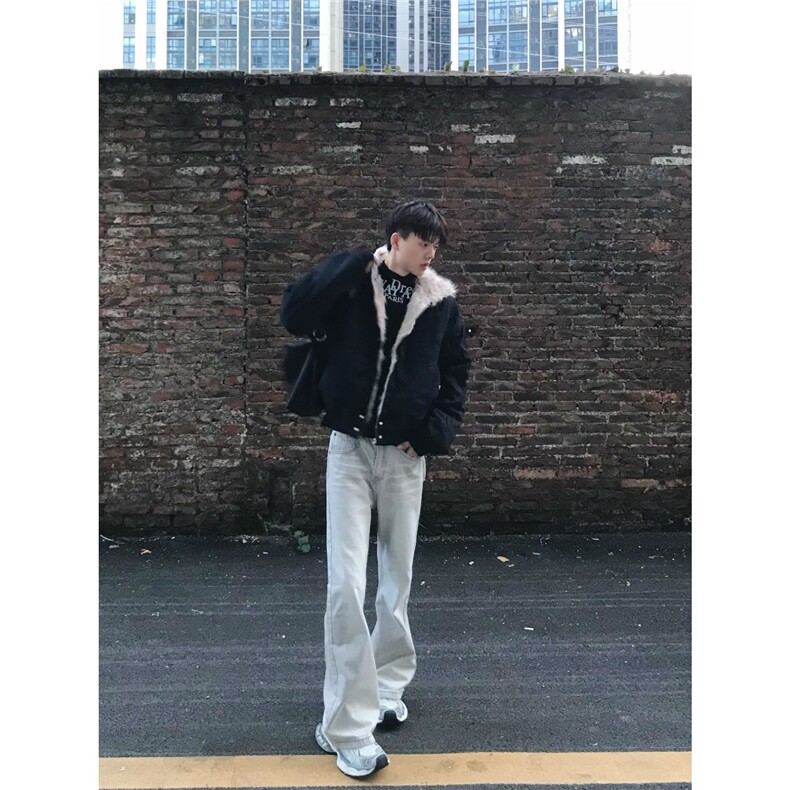 现货美式复古解构裁片设计加绒外套男女宽松休闲座山雕夹克潮,男装夹克,星座218-1（原230）