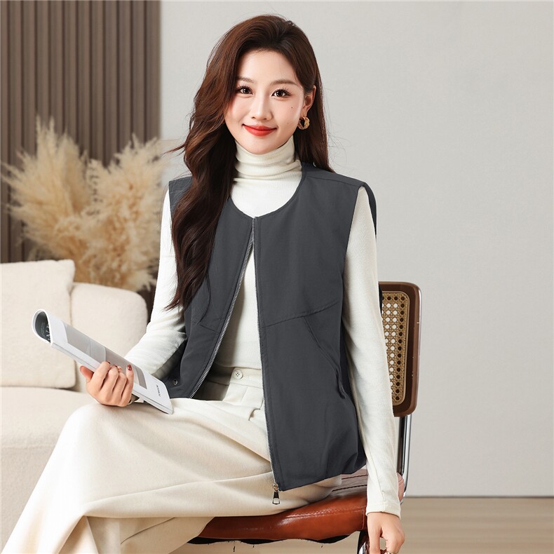 棉马甲女冬季简约纯色百搭拼接时尚加棉外套，女装马甲，芙芮