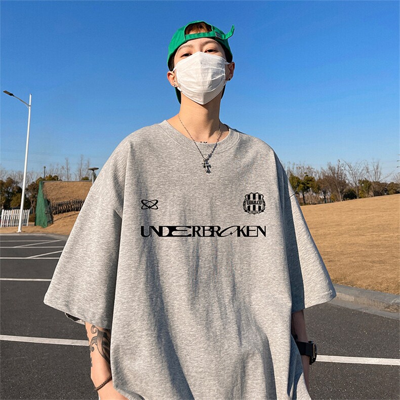 抖音得物二开 现货 220克夏装重磅美式高街宽松短袖t恤 MT174图片