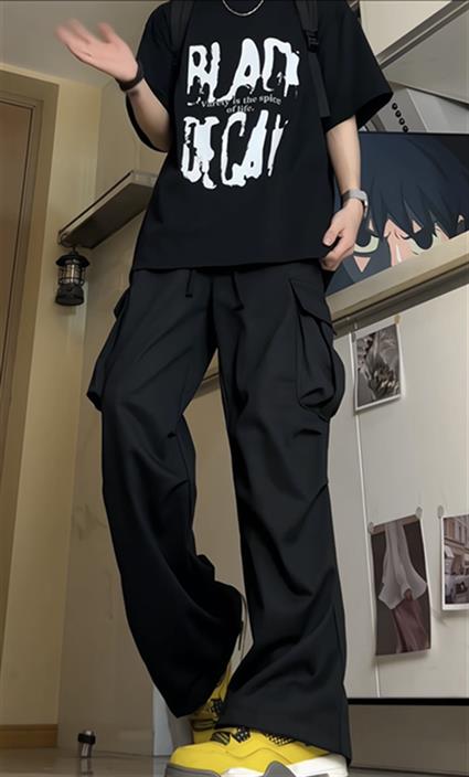 个性工装宽松休闲裤男高街潮流长裤子KK618/P50,男装工装外套,电商D202