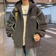 冬季港风羊羔毛棉衣加厚棉服字母刺绣外套A409-1，男装棉衣，电商A409-1