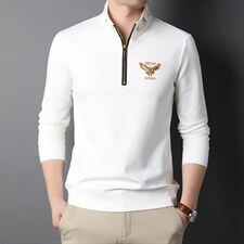 时尚男士长袖t恤拉链棉卫衣中年立领上衣秋冬装厚款HPN768-P95，男装T恤，电商B212（原钱塘6029）