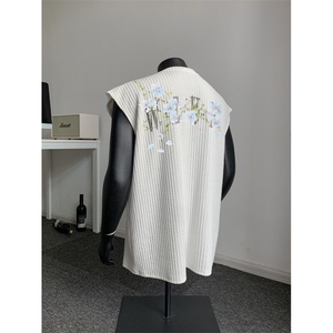 XZ809A/BXXX09/P35/控48 美式V领印花背心T恤图片