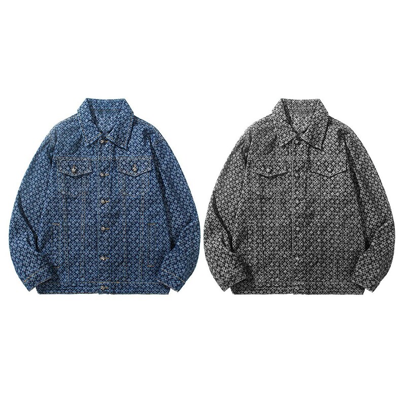 1506/Q11030/P75潮牌帅气欧货刺绣提花翻领百搭休闲夹克牛仔服,男装夹克,星座1506