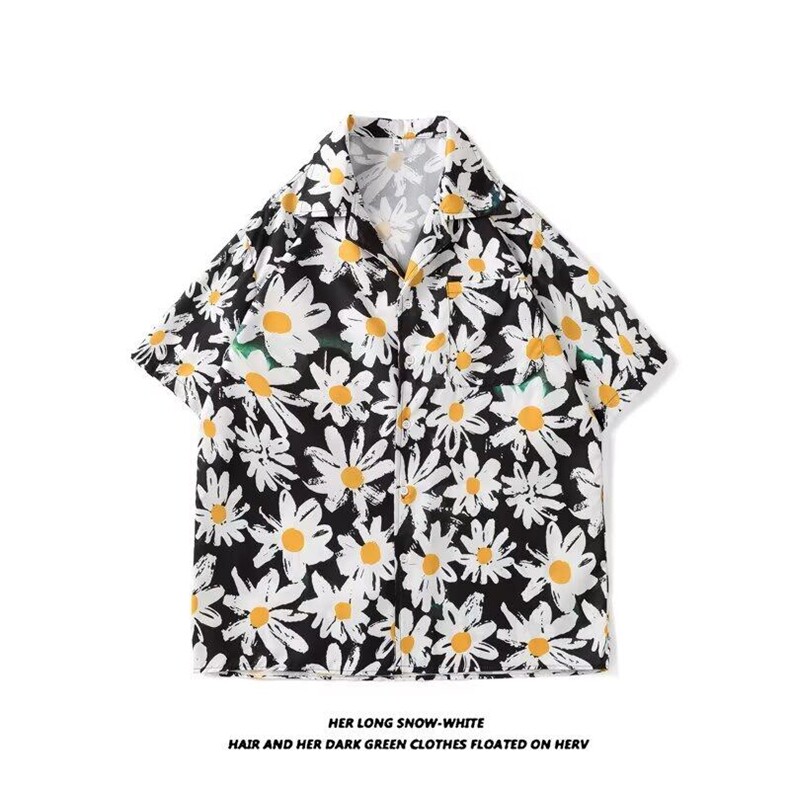 夏季薄款花衬衫男女潮牌ins宽松休闲夏威夷海边沙滩度假衬衣，男装衬衫，星座506B