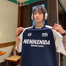 S139-P28宽松短袖t恤男夏季新款欧美时尚印花字母圆领半袖体恤，男装T恤，电商B323A