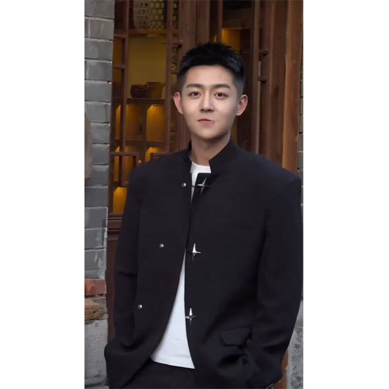 胖子大码加肥新中式垫肩西装外套男痞帅风中山装立领西服夹克,男装夹克,星座601-1