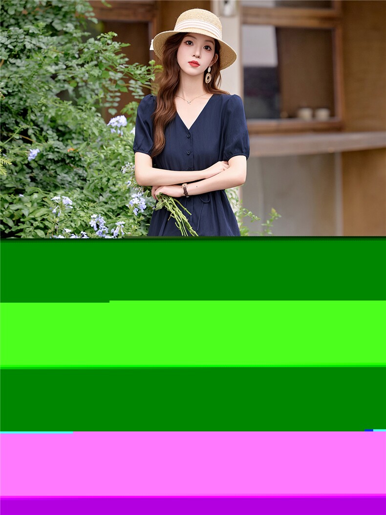 时尚女2025夏新款高级感洋气V领收腰显瘦短袖阔腿裤潮,女装衬衫,罗腾
