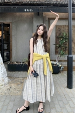 波西米亚度假风印花连衣裙女2025夏季新款法式复古气质无袖背心裙，女装连衣裙，2C159