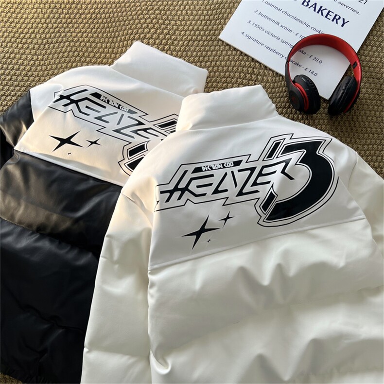 pu皮拼接面包服棉服情侣冬季加厚棉衣加厚外套MY266特P95控158图片