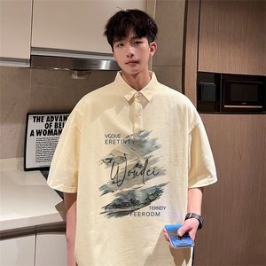 可设48小时支持抖音得物来样二开 网眼透气翻领t恤美式短袖POLO衫图片