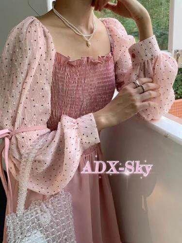 夏款洋气压褶连衣裙，女装连衣裙，奥帝秀