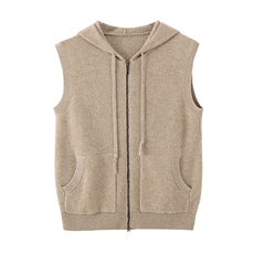 时尚男士羊绒马甲高品质保暖带帽开衫简约百搭商务休闲毛衣，男装羊绒套衫，台绒羊绒