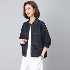 2025秋装新款简约时尚短款牛仔外套，女装短外套，阿丹