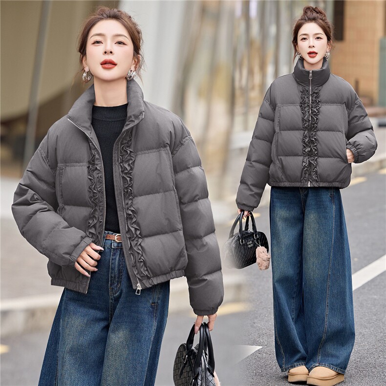 【现货现货】【数据好】2025新款圣诞红羽绒服短款90绒立领外套冬,女装羽绒服,一安秀