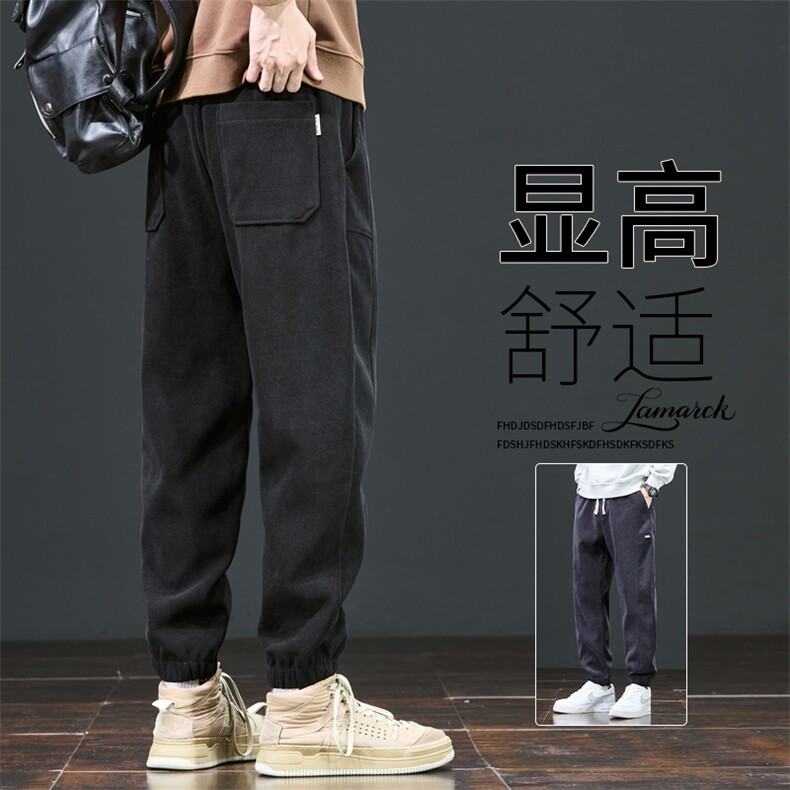秋冬裤子男款雪尼尔条绒宽松运动卫裤冬季灯芯绒休闲长裤K266-P35,男装休闲裤,星座610（原A335）