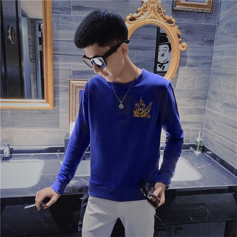 4秋装新款长袖圆领卫衣社会小伙麒麟刺绣个性卫衣C301B-WY04图片