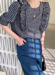 格子小衫图片