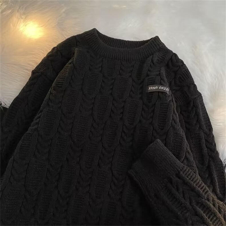 毛衣男女冬季日系复古宽松慵懒风针织衫保暖线衣外套潮Y558-p50图片
