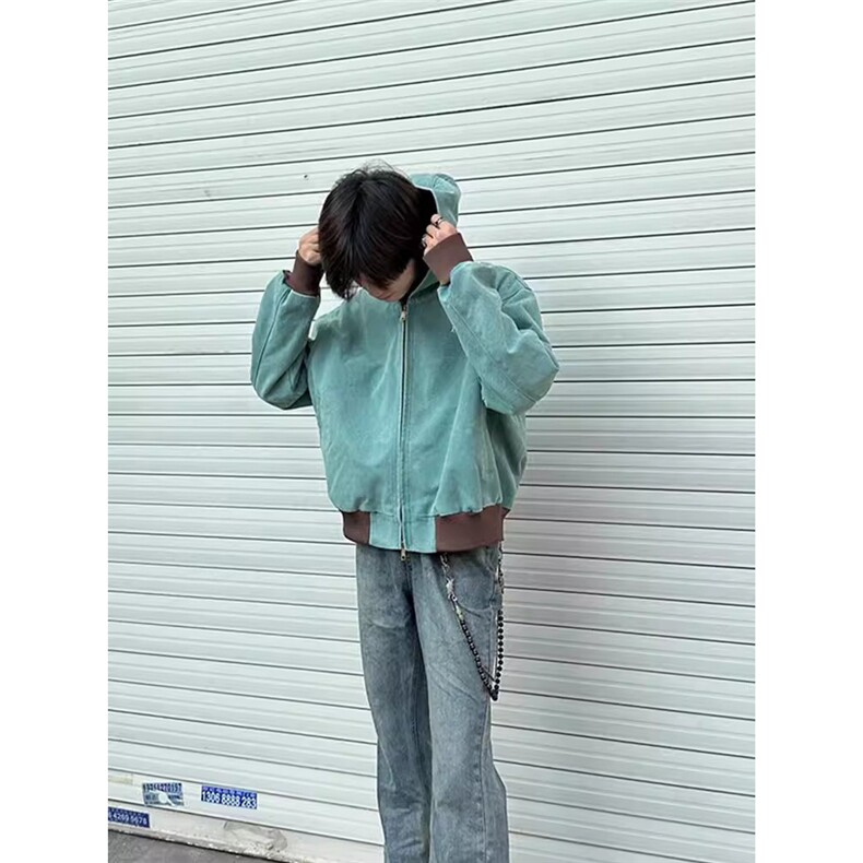 帆布水洗夹克男2025春秋季新款美式复古重磅宽松连帽短款情侣外套,男装夹克,星座1210-1