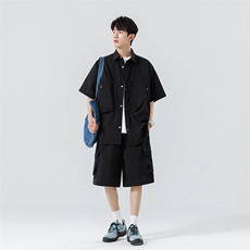 短袖衬衫男新款夏季薄款透气搭配套装短裤宽松翻领衬衣TZ068-P90，男装衬衫，星座308B-2