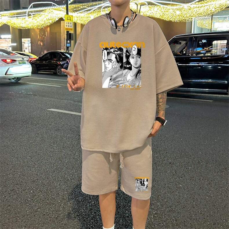 套装！华夫格套装短袖T恤短裤男TZ219-特P38,男装牛仔裤,电商B367
