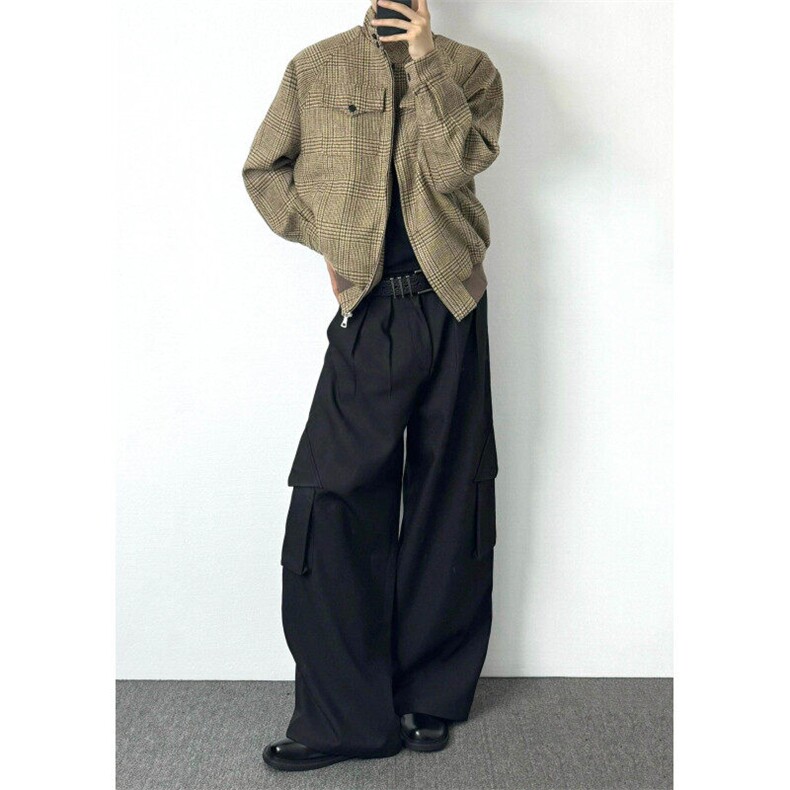 cleanfit法式小香风千鸟格外套男美拉德高级感美式复古哈灵顿夹克图片