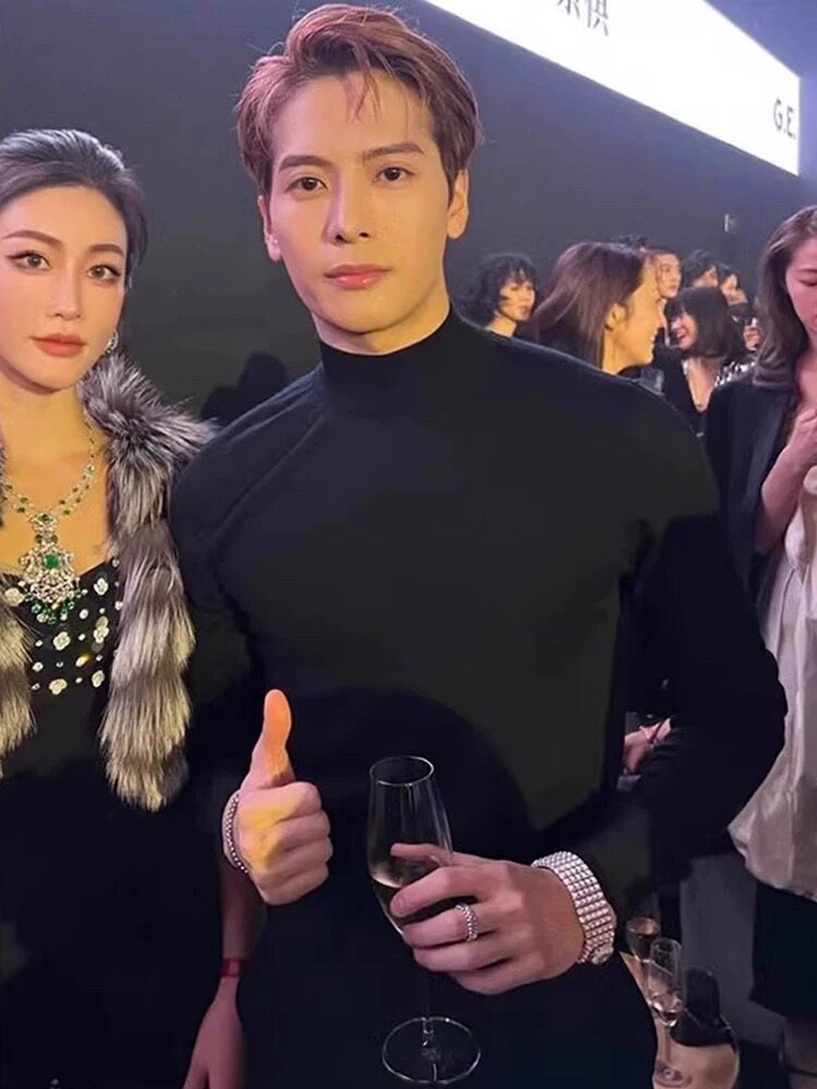 王嘉尔同款打底衫半高领双面绒套头针织内搭德绒打底衫M22/P20特,男装针织衫/毛衣,电商A243
