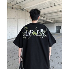 重工街头新中式花卉刺绣廓形短袖T恤男女潮百搭圆领夏装上衣服，男装T恤，星座601-1