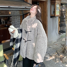 灰色羊羔毛外套1807P195控298，女装棉衣/棉服，2C201