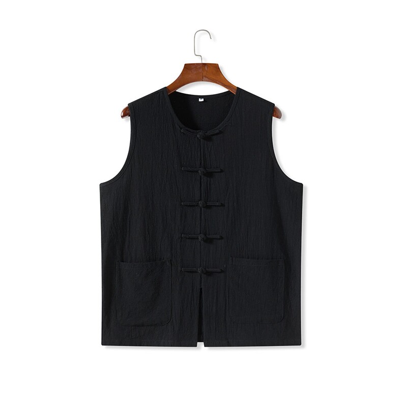 夏季风棉麻背心盘扣中式复古透气无袖马甲MK19-P35，男装背心/马甲，星座217-5